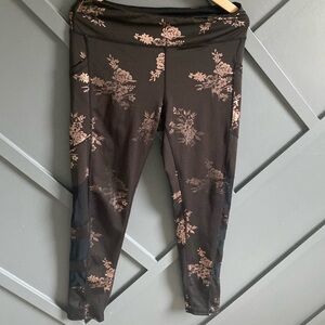 Sommer Ray Black Leggings With Rose Gold Floral